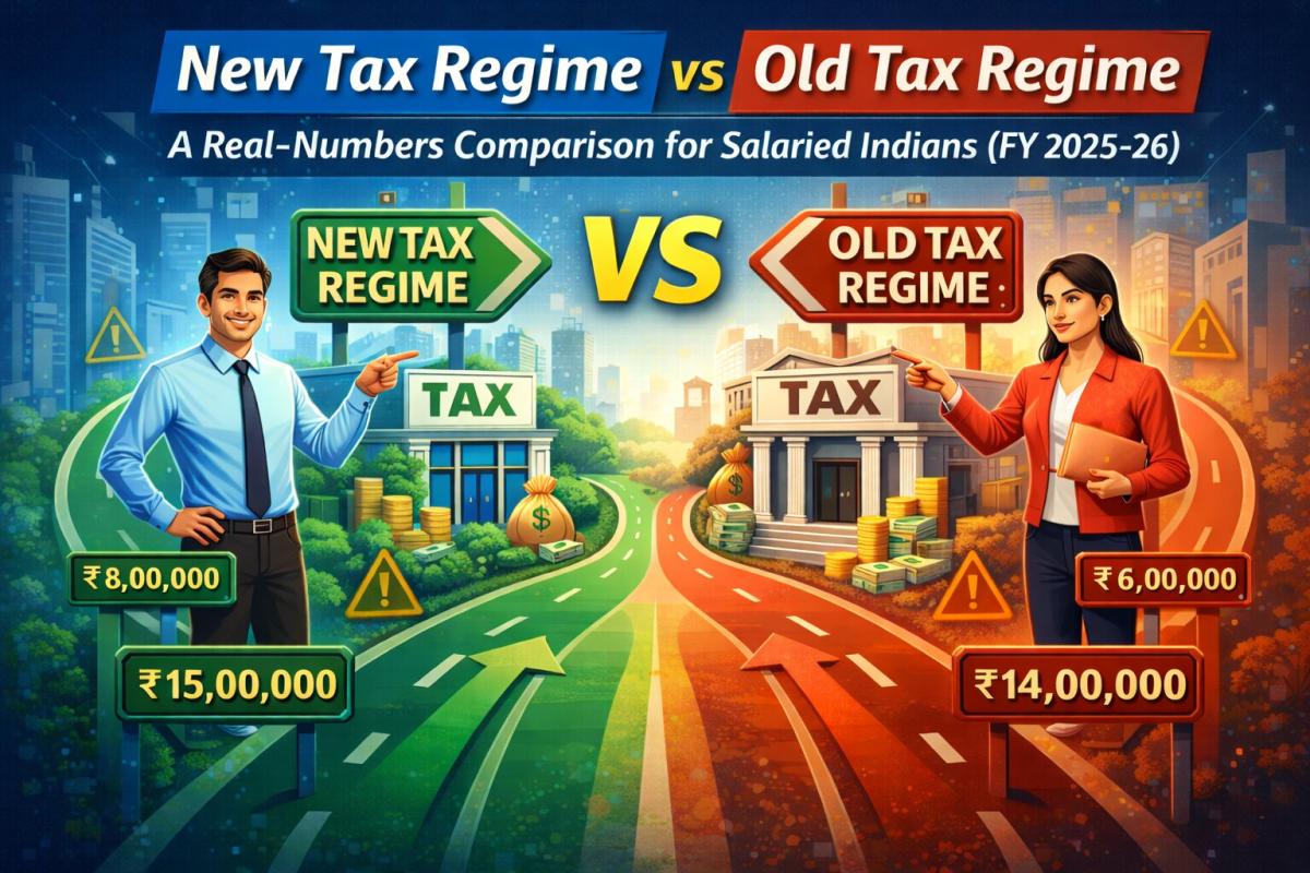 New Tax Regime vs Old Tax Regime: A Real-Numbers Comparison for Salaried Indians (FY 2025-26)