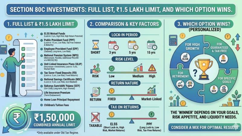 Section 80C Investments: Full List, ₹1.5 Lakh Limit, and Which Option Wins